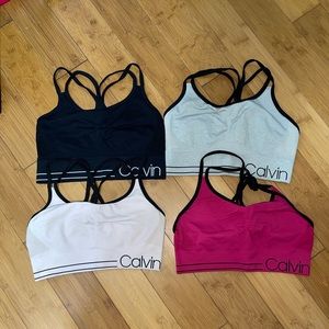 4 Calvin Klein sports bras , pink sports bra, black sports bra